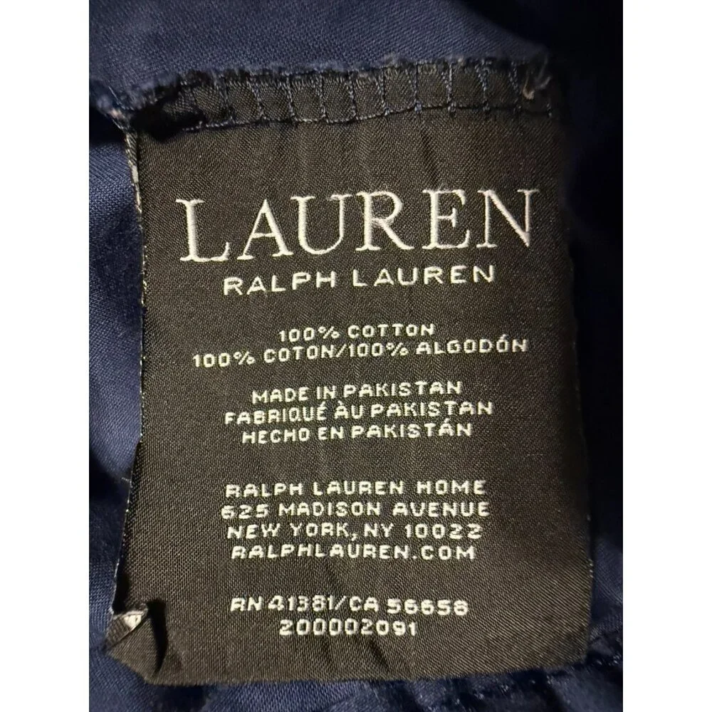 One Lauren Ralph Lauren Home Pillow Case‎ Navy Blue 100% Cotton